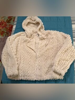 No Boundaries Cream Sherpa Hooded Zip Cardigan